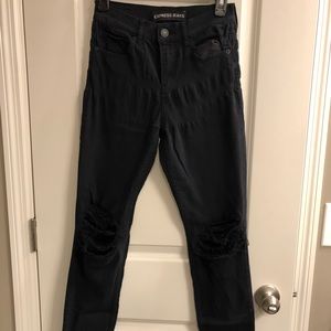 Express Black Distressed Hi-Rise Skinny Jeans